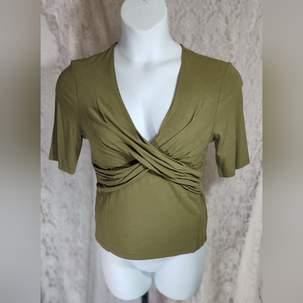 Evelyn Olive Green Women's Wrap Top